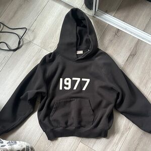 Essentials Black Hoodie with 1977 Print